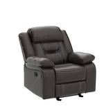 DAZONE Recliner Chair, Leather Recliner Lazy Boy Recliner Comfortable Home Theater Seating with Rocking Glider Recliner Chair for Living Room Reclining Rocker Single PU Faux Manual Recliner Brown