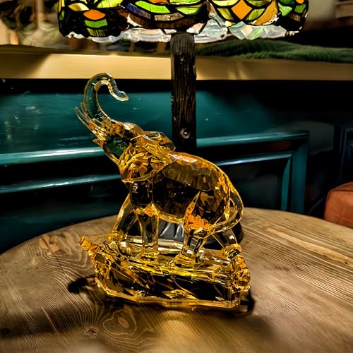 Amber Acrylic Elephant Figurine Luck Elephant Auspictious Feng Shui Elephant