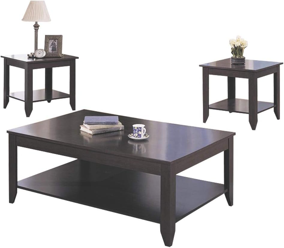 Stewart 3-Piece Occasional Table Set with Lower Shelf Cappuccino