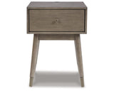 Paulrich Mid Century Accent Table with USB Ports, Grayish Brown