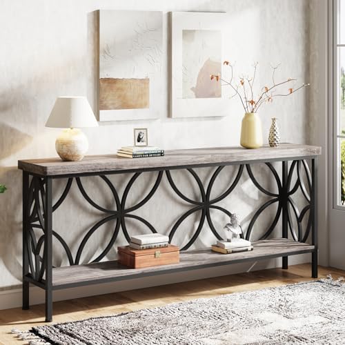 70.9" Industrial Console Table with Storage Shelves