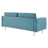 Cameron Tufted Performance Velvet Sofa in Sea Blue