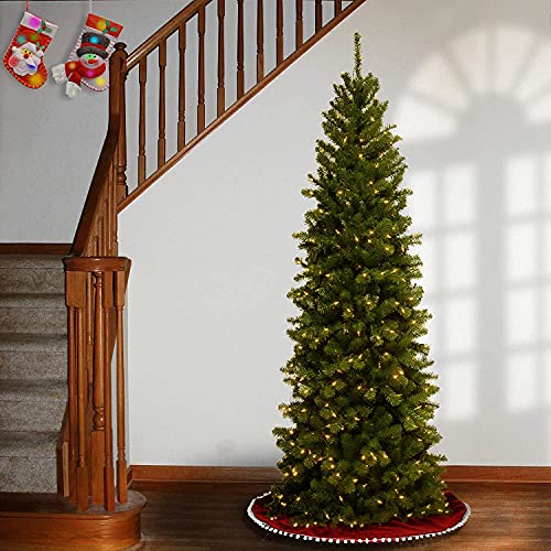 Pre-Lit Artificial Slim Christmas Tree, Green, North Valley Spruce, White Lights