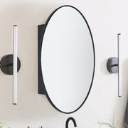 Surface Mount Black Oval Bathroom Medicine Cabinet with Mirror Metal Framed Oval