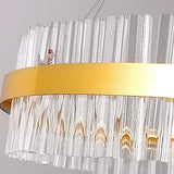 Clear Crystal LED Ceiling Chandelier Fixture Modern Golden Crystal Prism Pendant