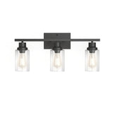 Matte Black Bathroom Vanity Light Fixtures,3-Light Industrial Bath Lighting