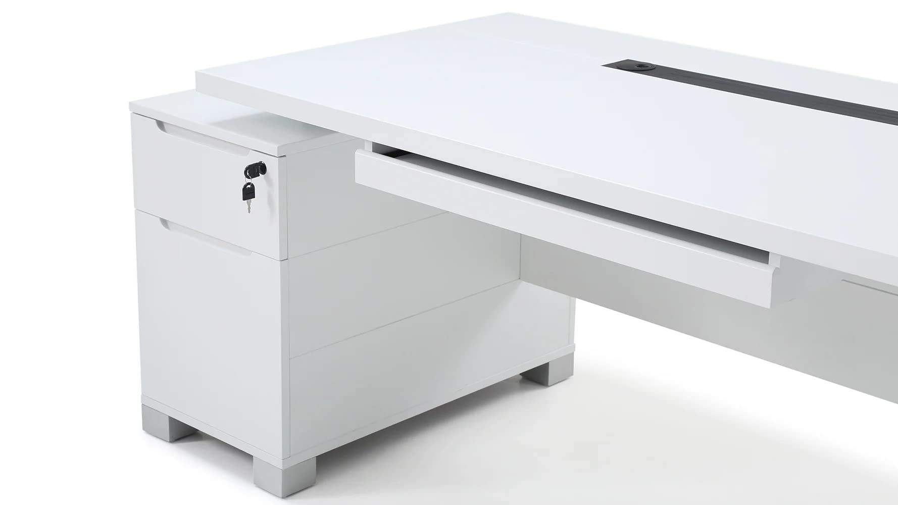 Furniture 79" Modern Ford Executive Desk with Filing Cabinets -