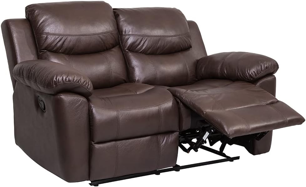Pieces Bonded Leather Recliner Furniture Sofa Set, Reclining Chair and Reclining Loveseat