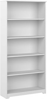 Cabot Tall 5 Shelf Bookcase | Large Open Bookshelf in White | Sturdy Display Cabinet