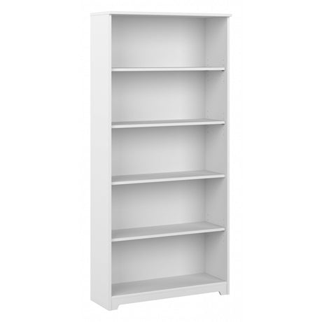 Cabot Tall 5 Shelf Bookcase | Large Open Bookshelf in White | Sturdy Display Cabinet