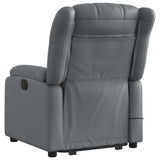 Leather Massage Recliner Chair - Power Lift Armchair, Manual Tilt, 6-Point Vibration, Side Pocket - Gray