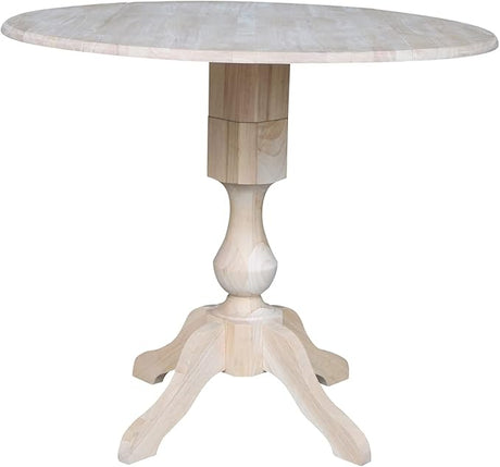 International Concepts 42 in. Round Dual Drop Leaf Pedestal Dining Table,