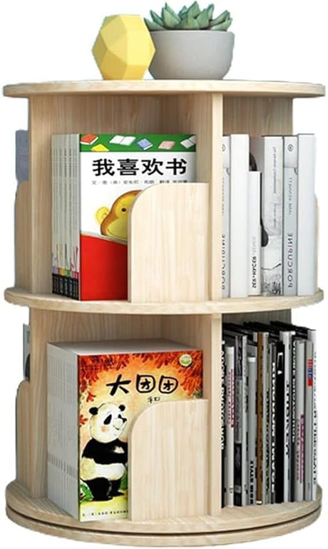 360° Round Rotating, Bookshelf,Cultivate Interest in Reading, CD and DVD Storage Rack