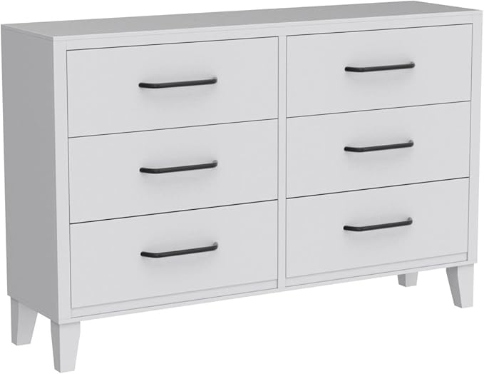 Bedroom-Six Drawer-Modern Design-Easy Assembly, Black Dresser, 55x35x16 inches