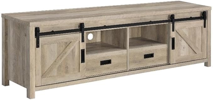Madra Rectangular TV Console with 2 Sliding Doors Antique Pine