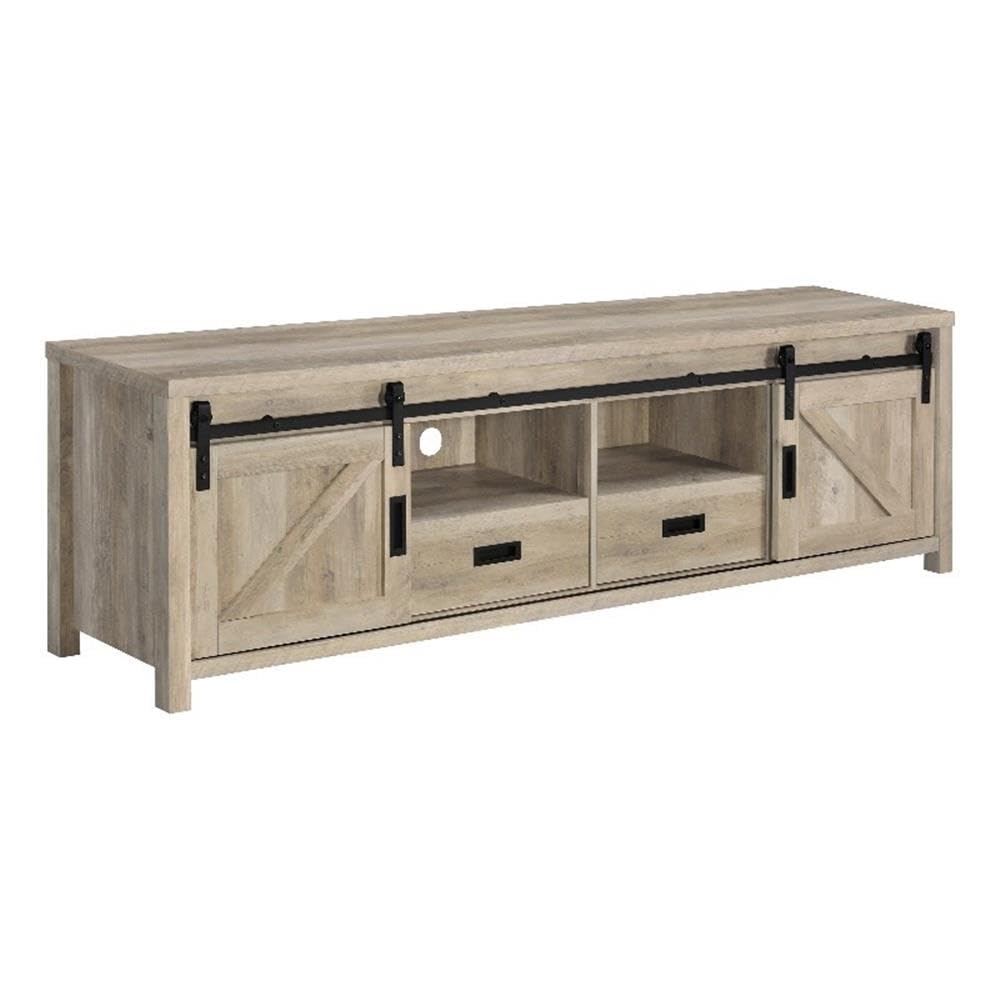 Madra Rectangular TV Console with 2 Sliding Doors Antique Pine