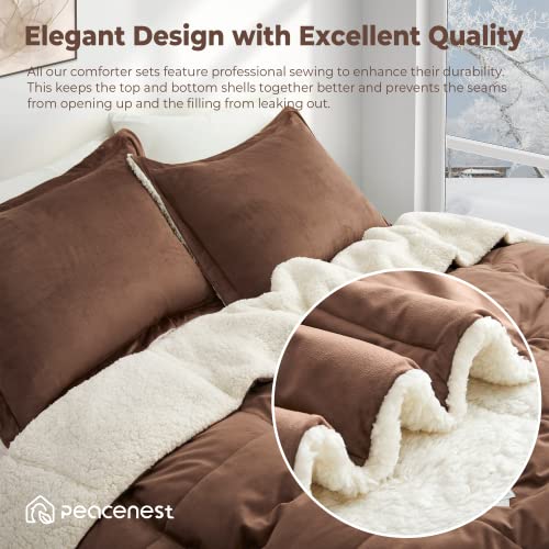 Sherpa Comforter Set Queen, Winter Warm Comforter Queen Size Ultra Soft Fuzzy Plush