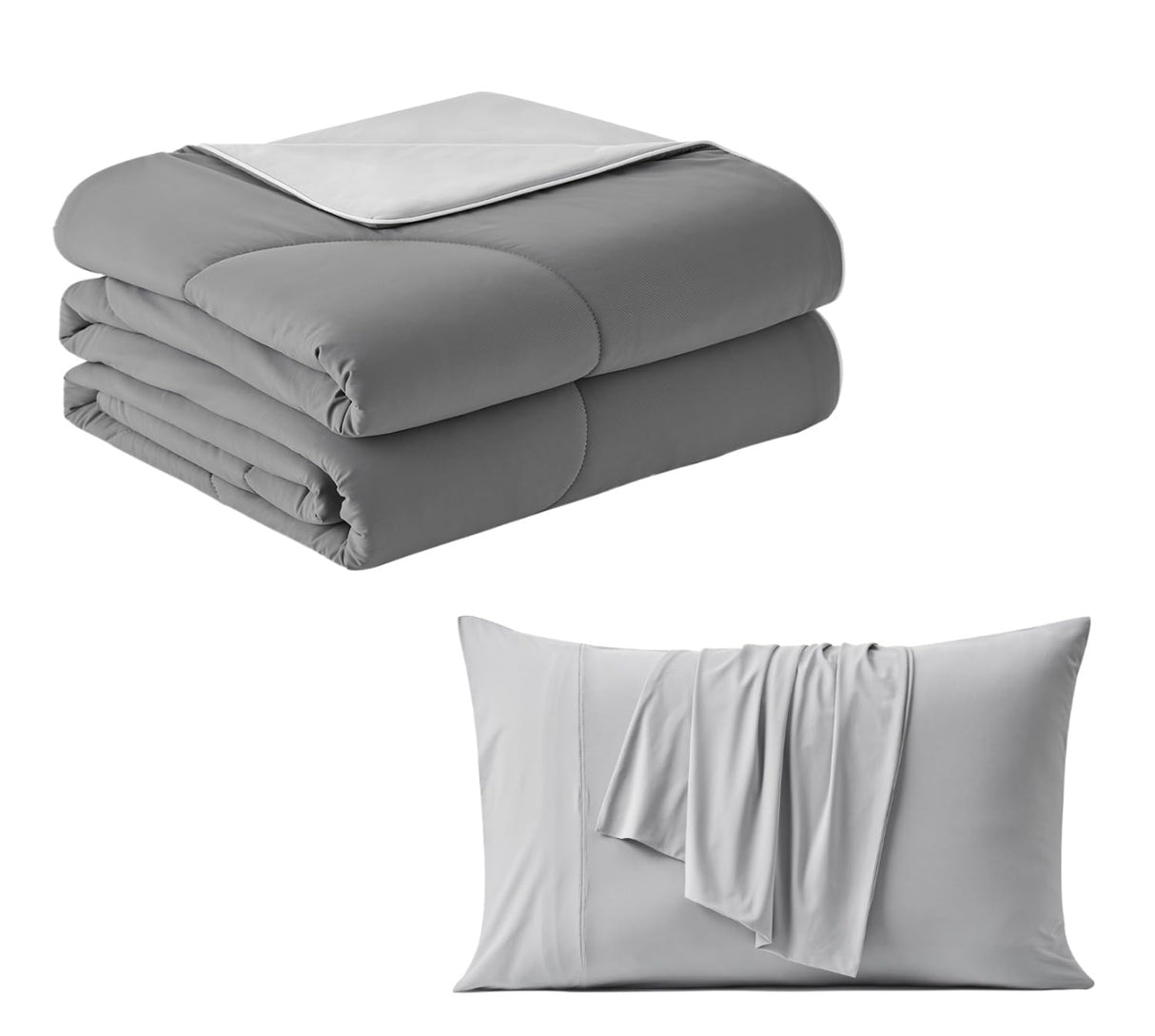 Cooling Pillowcases Light Gray 20 * 30” and Cooling Comforter Dark Gray