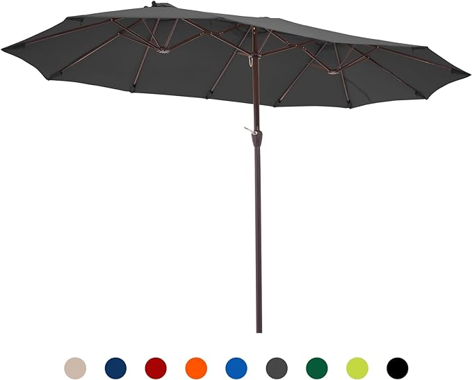 Patio Outdoor Umbrella,15FT Double Sided Large Umbrella,Including Umbrella Base