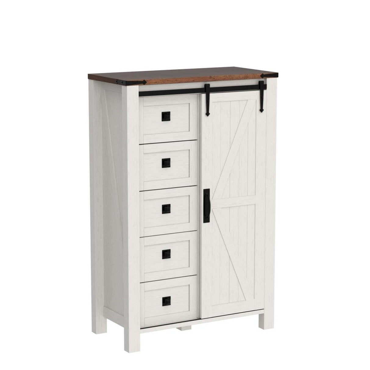 5 Drawers Dresser for Bedroom w Sliding Barn Door