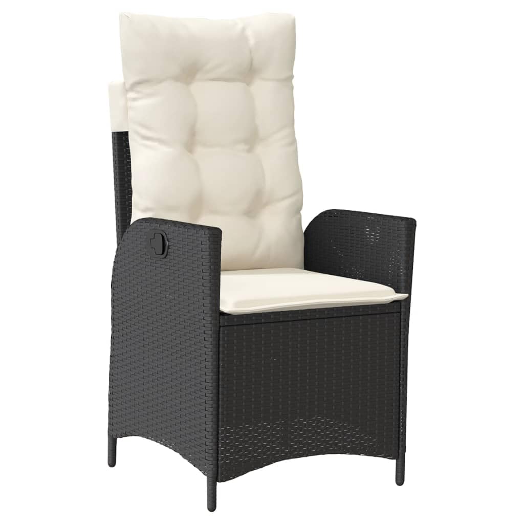 9 Piece Patio Dining Set with Cushions Black Poly Rattan,Furniture,Outdoor Furniture