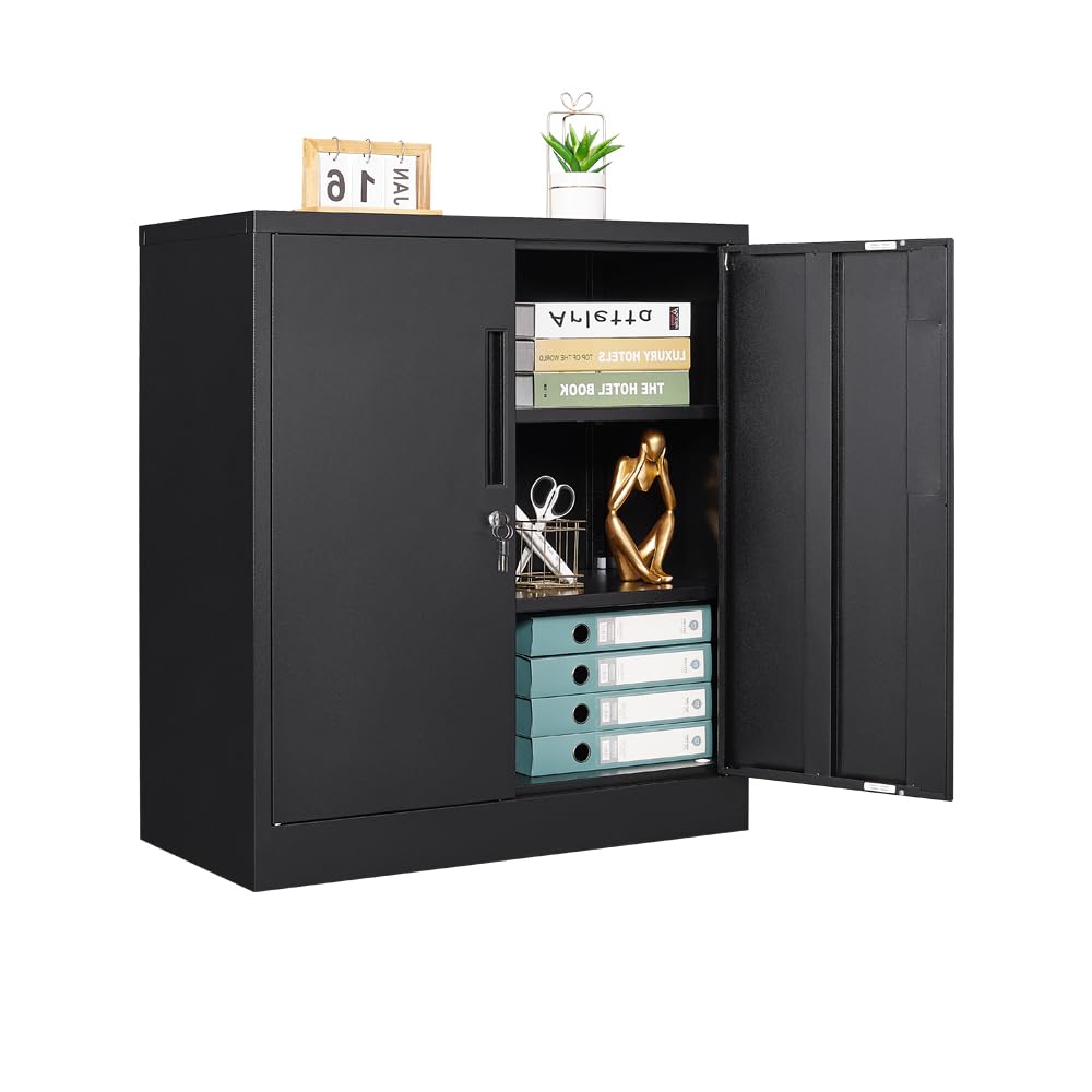 Small Locking Cabinet with 4 Keys, 35.4" H Metal Storage Cabinet