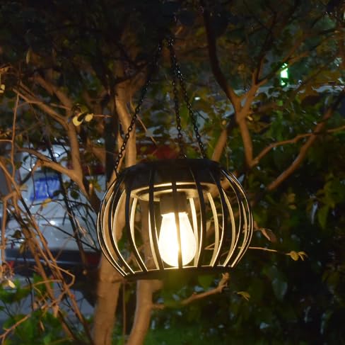 Solar Outdoor Lights Upgraded Hanging Solar Lantern Metal Solar Lights Outdoor Waterproof Lanterns Decorative Outdoor Lights Solar Powered Tree Lantern for Garden Yard Patio Pathway, 2 Pack