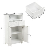 Bathroom Floor Cabinet, Storage Cabinet w/Open Shelf, 2 Doors & 2 Adjustable Drawers,