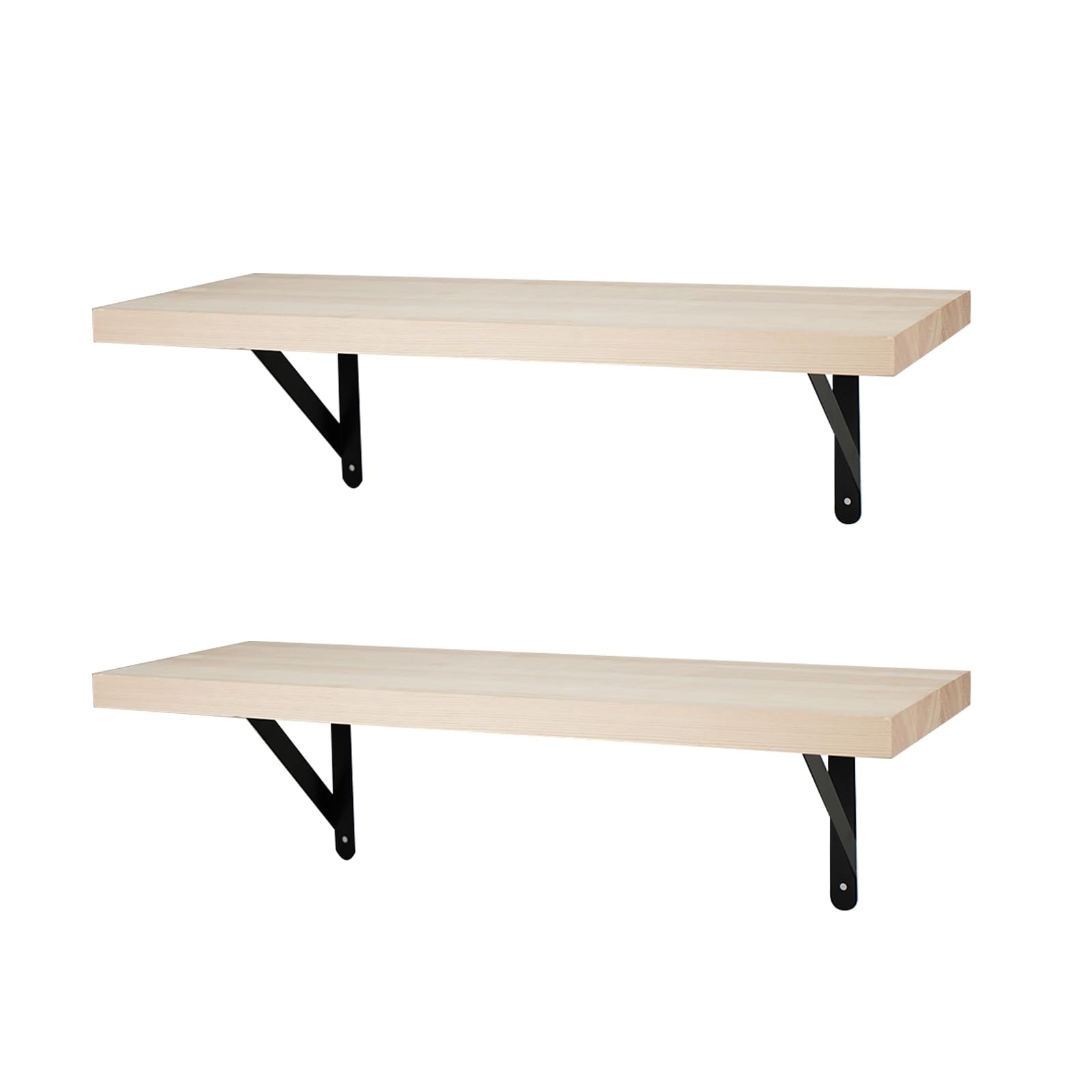 2Sets 24Inch Floating Shelves for Wall-Natural Wood Floating Shelves for Books Living
