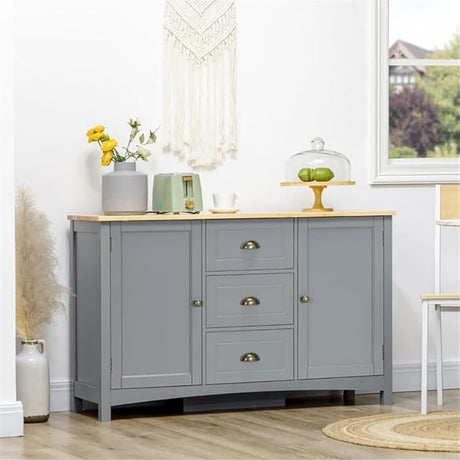 Sideboard Buffet Cabinet Coffee Bar Cabinet Kitchen Pantry Storage Cabinet with 3 Drawers and 2 Doors Freestanding