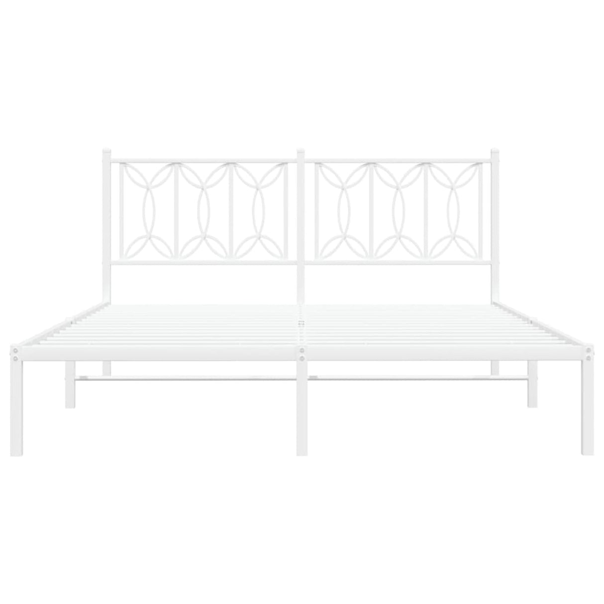Tidyard Metal Bed Frame Without Mattress with Headboard White 59.1 x 78.7 Inch Platform Bed Frame, Easy Assembly Mattress Foundation for Bedroom Dorm Guest Room Style K