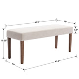 Farmhouse Linen Upholstered Dining Bench, 45"