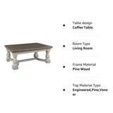 Havalance Farmhouse Rectangular Coffee Table, Gray & White with Weathered Finish