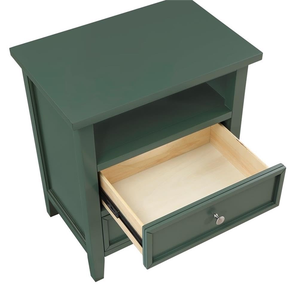 Walker Vintage Green Wood 2-Drawer Nightstand