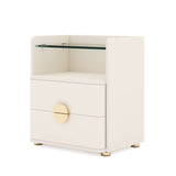 Nightstands Set of 2, Modern Night Stand with Open Tempered Glasses Storage Space,