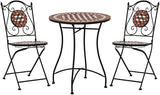 3 Piece Mosaic Bistro Set Ceramic Tile | Terracotta, Gray and Orange
