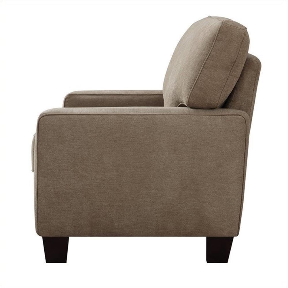 Contemporary Fabric Upholstered Sofa in Fawn Tan