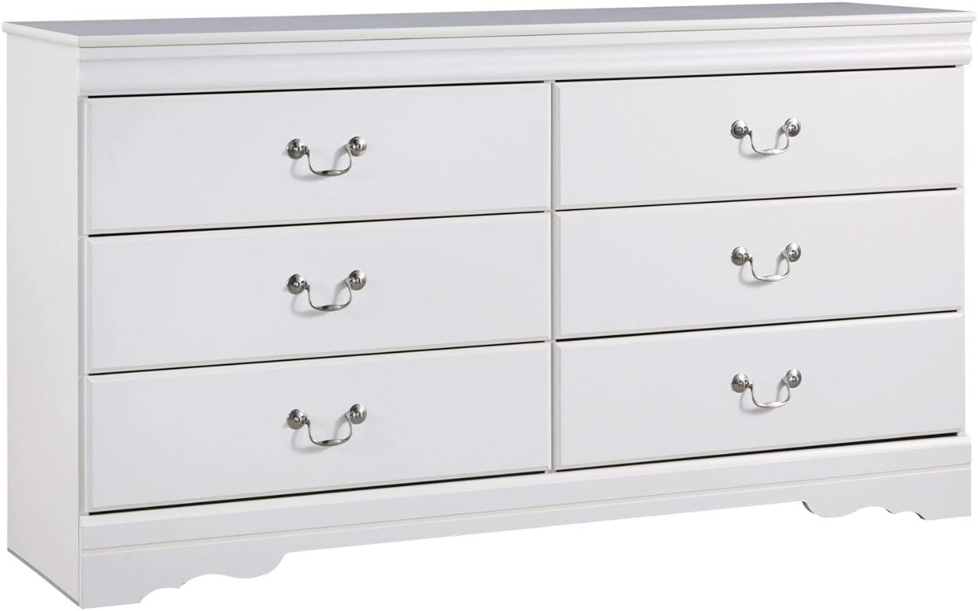Anarasia Modern Glam Children's 6 Drawer Dresser, White