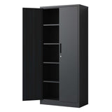 72 Inch Tall Metal Storage Cabinet, Black Garage Tool Steel Locking Cabinet