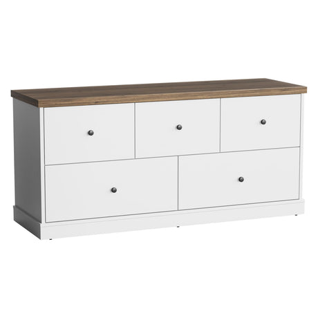 Wooden Dresser for Bedroom, Wide Chest of Drawers with 5 Drawers, Modern Minimalist