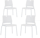 Black Waiting Room Chairs Set of 4, Lightweight Plastic Chairs with No Wheels,