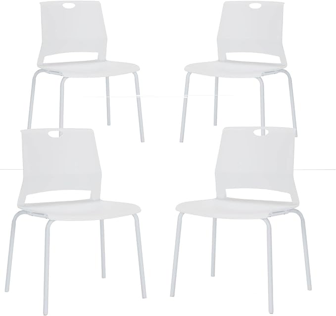 Black Waiting Room Chairs Set of 4, Lightweight Plastic Chairs with No Wheels,