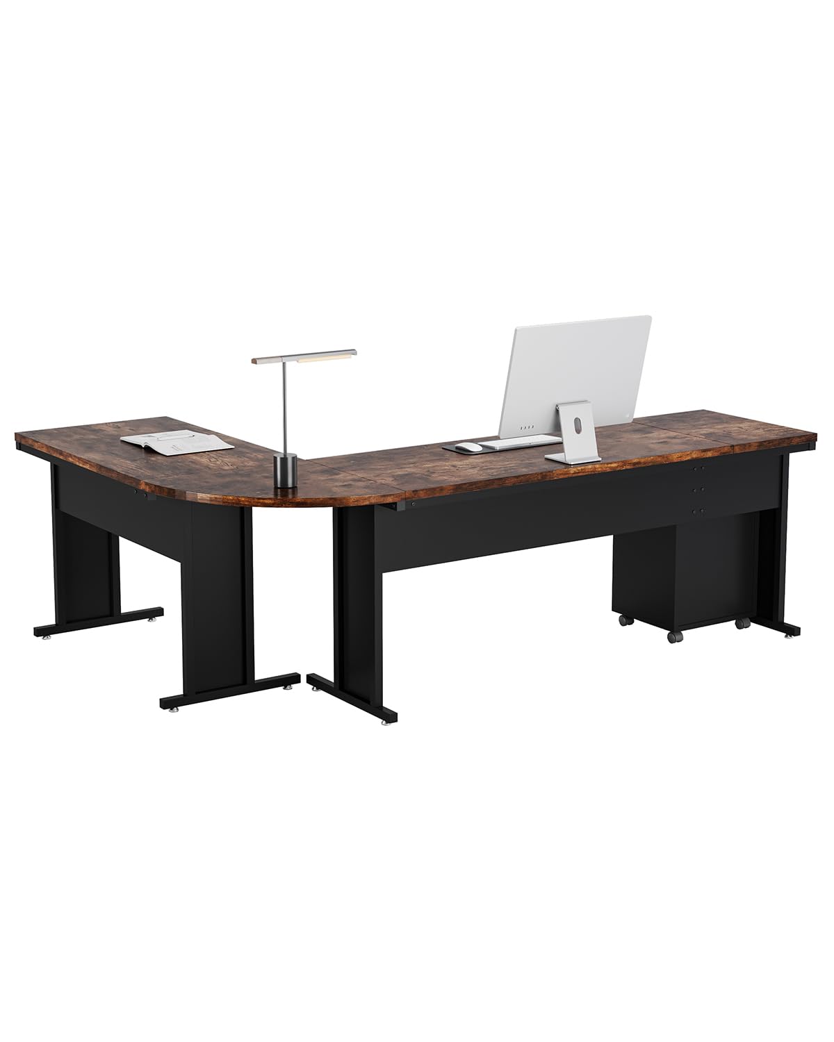 ProWork L-Shaped Executive Desk with Hutch, 5 Shelf Bookcase, and Lateral File Cabinet