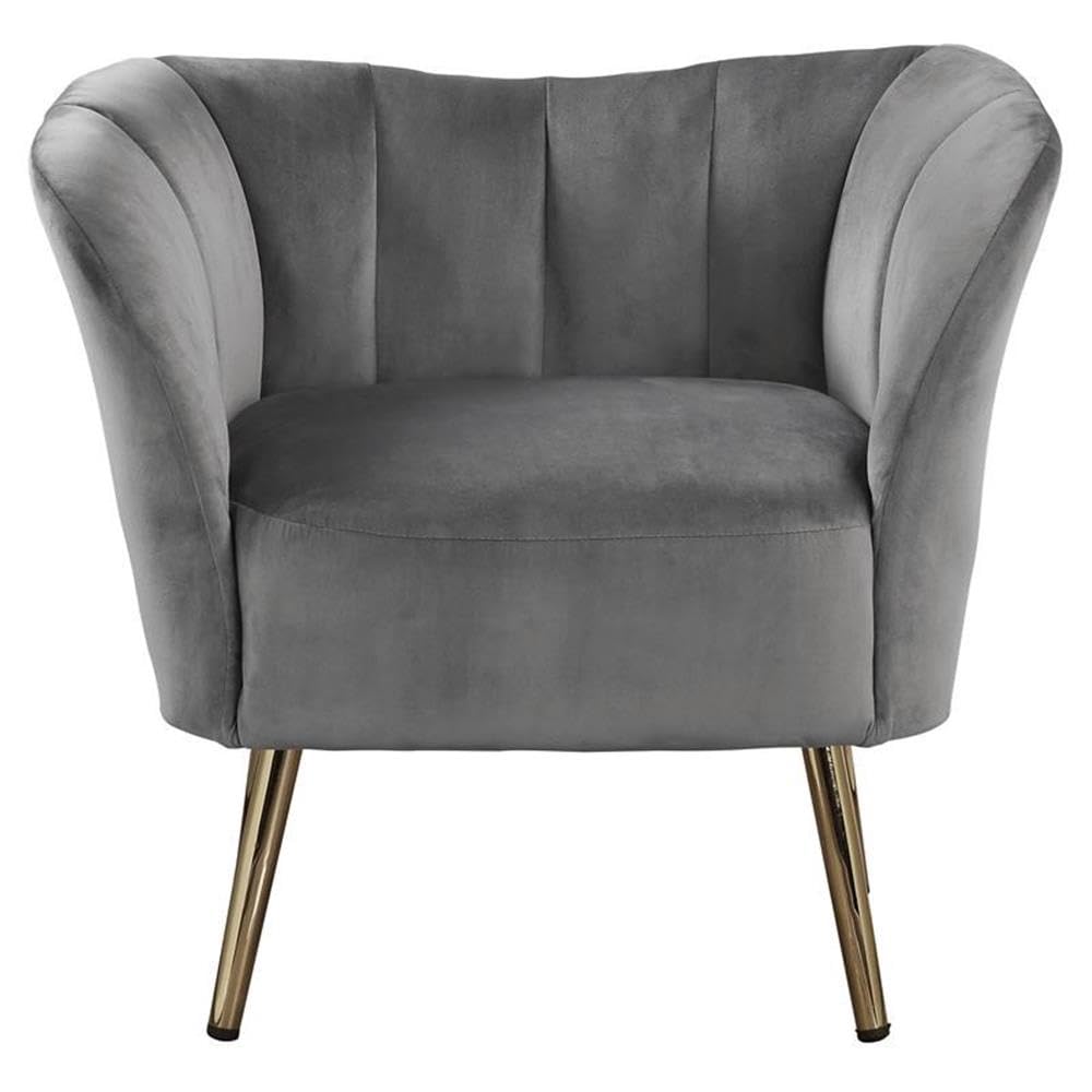 Tufted Upholstery Accent Chair in Gray and Gold