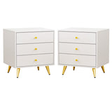 Set of 2 Nightstands with 3 Drawers, Modern Bedside Table Versatile End Side Table