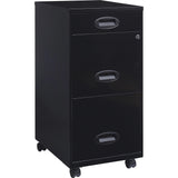 Lorell 17427 3-Drawer Mobile File Cabinet, 18", 21.80" L x 18.00" W x 33.10" H, Black