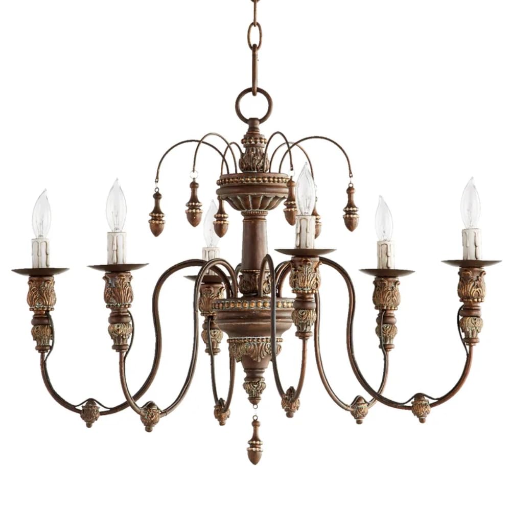 Quorum International 6316-6-70 I Salento Collection 25 Inch Six Light Chandelier I Persian White Finish I Candelabra Base I LED Compatible I Traditional Style Fixture I