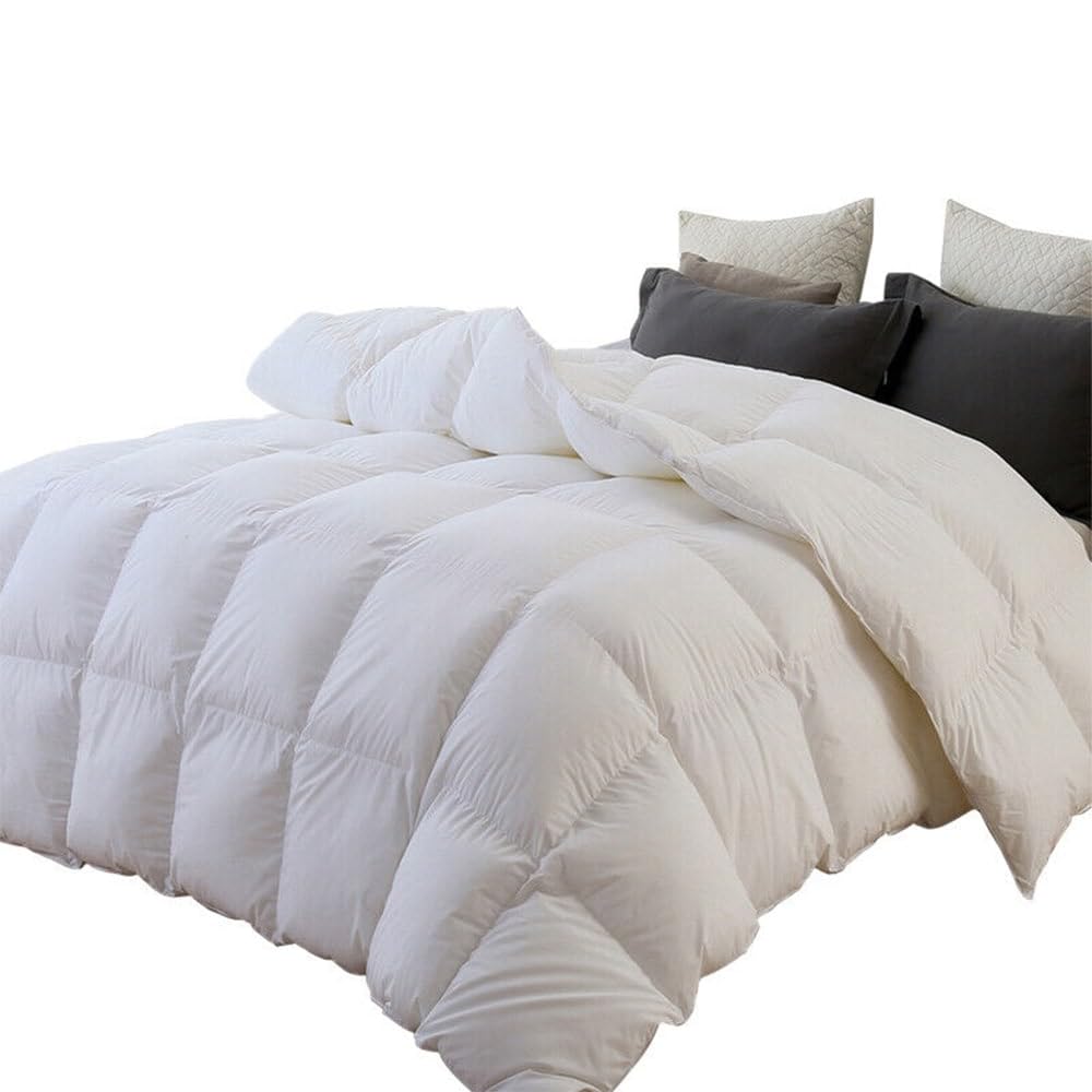 Queen Cotton Goose Down Comforter White Solid Color Modern Contemporary