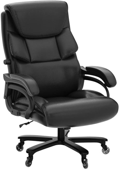 Office Chair Black Leather Ergonomic High Back Big and Tall Executive Home Office Chair