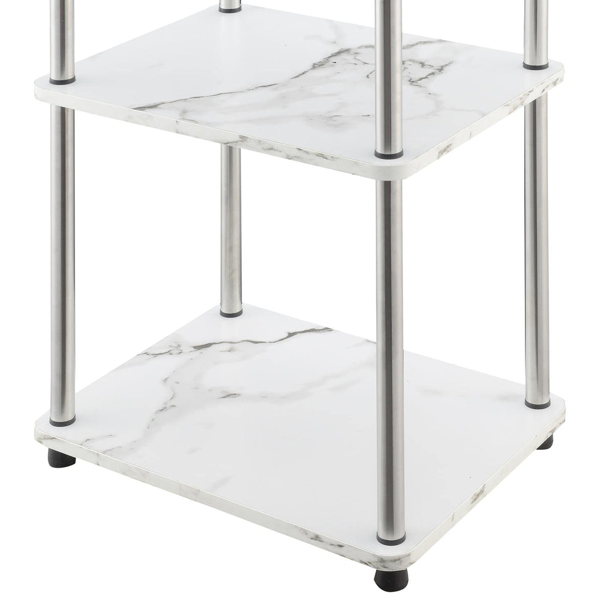 Designs2Go No Tools 3-Tier End Table, Faux White Marble/Chrome